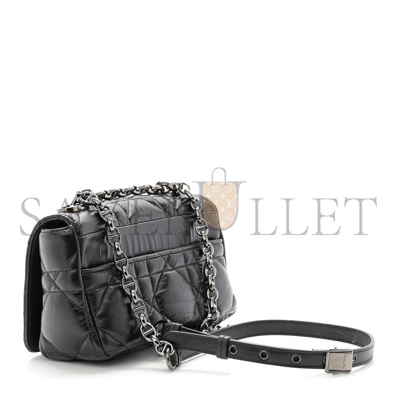 DIOR CALFSKIN MACROCANNAGE SMALL CARO BAG BLACK (20*12*7cm) 